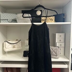 Zara Black Backless Fringe Dress